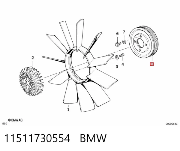 Polia de acoplamento viscoso (da roda de aletas) do sistema de esfriamento 11511730554 BMW