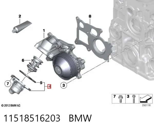 Caixa do termostato 11518516203 BMW
