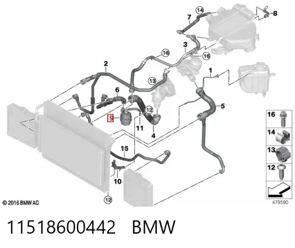 Bomba de água (bomba) de esfriamento, adicional elétrica 11518600442 BMW
