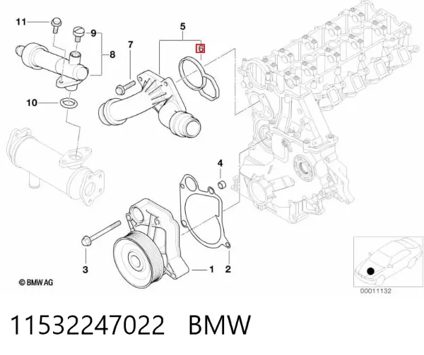 Vedante de bomba de água 11532247022 BMW