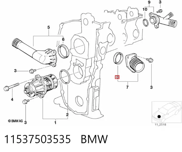 Vedante do flange (da união em T) do sistema de esfriamento 11537503535 BMW