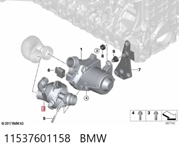 Caixa do termostato 11537601158 BMW