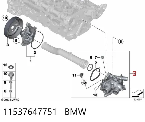 Caixa do termostato 11537647751 BMW