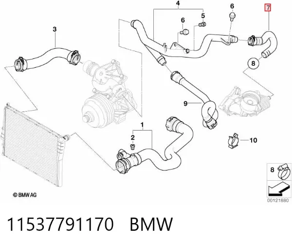 Mangueira (cano derivado) do sistema de esfriamento 11537791170 BMW