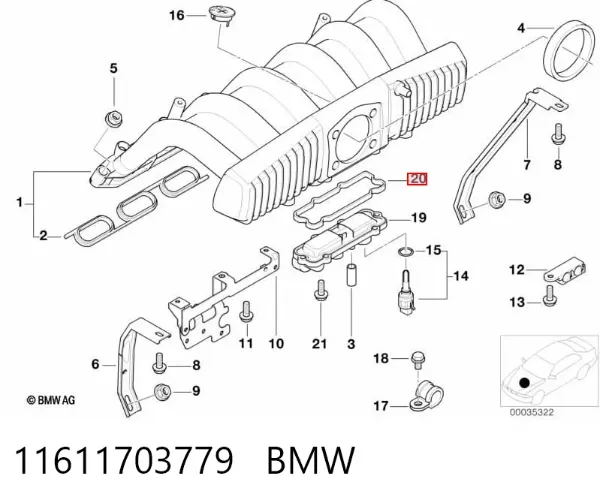 Vedante de adaptador do filtro de óleo 11611703779 BMW