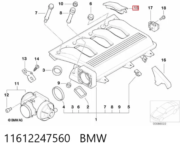 Moldura de vidro traseiro 11612247560 BMW