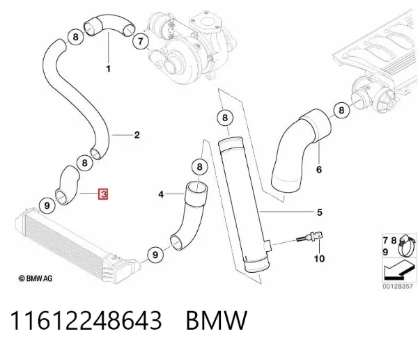 Mangueira (cano derivado) de intercooler 11612248643 BMW