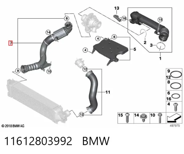Mangueira (cano derivado) de intercooler 11612803992 BMW