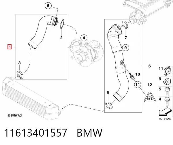 Mangueira (cano derivado) de intercooler 11613401557 BMW