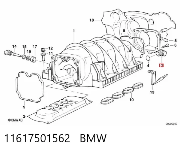 Separador de óleo (separador) do sistema de ventilação de cárter 11617501562 BMW