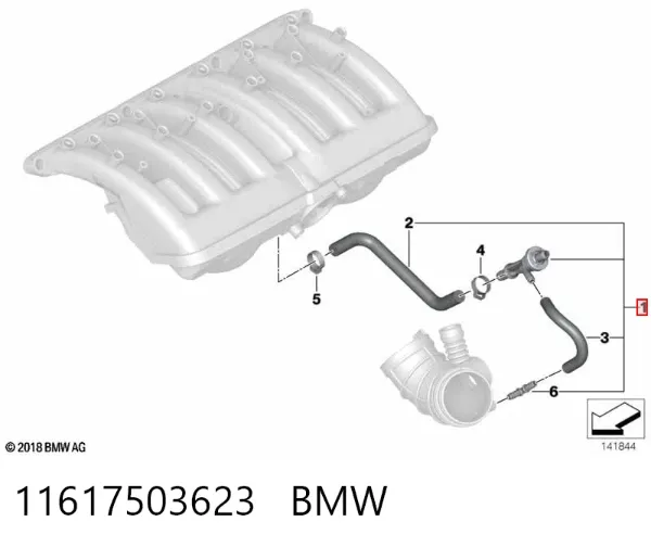 Válvula PCV de ventilação dos gases de cárter 11617503623 BMW