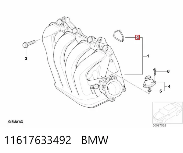Vedante de tubo coletor de admissão 11617633492 BMW