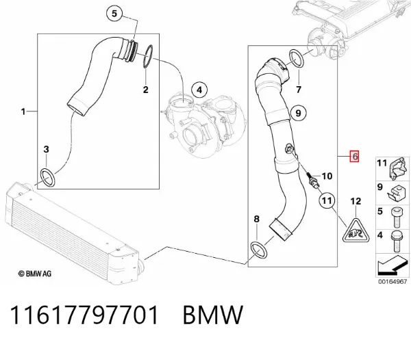 Mangueira (cano derivado) de intercooler 11617797701 BMW