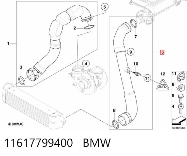 Mangueira (cano derivado) de intercooler 11617799400 BMW