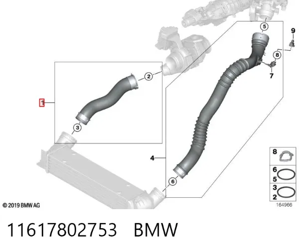 Mangueira (cano derivado) de intercooler 11617802753 BMW
