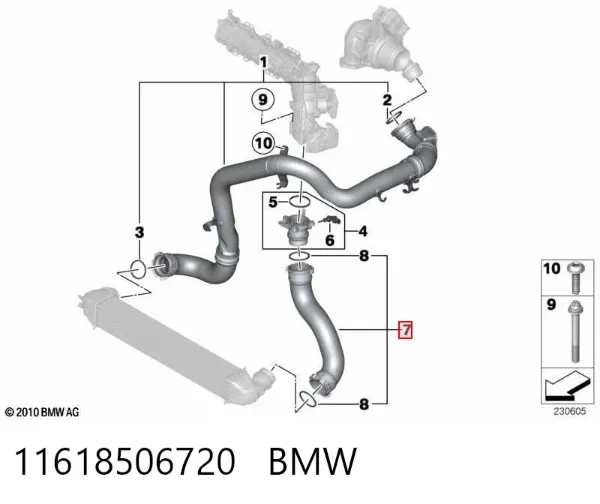 Mangueira (cano derivado) de intercooler 11618506720 BMW