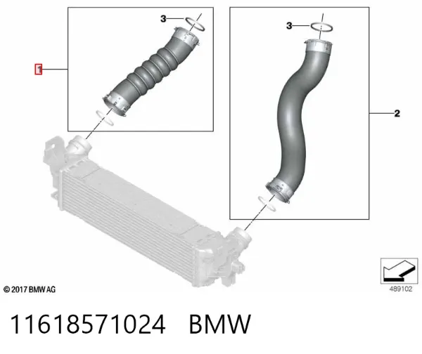 Mangueira (cano derivado) de intercooler 11618571024 BMW