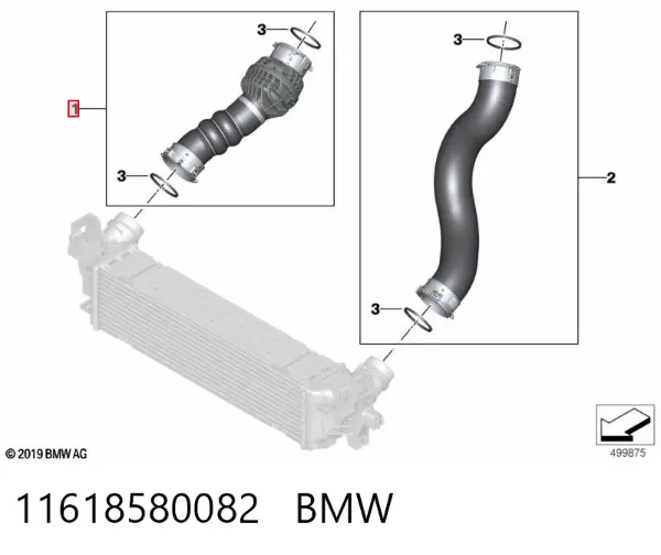 Mangueira (cano derivado) de intercooler 11618580082 BMW