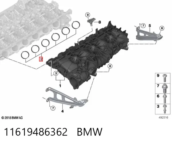 Vedante de tubo coletor de admissão 11619486362 BMW