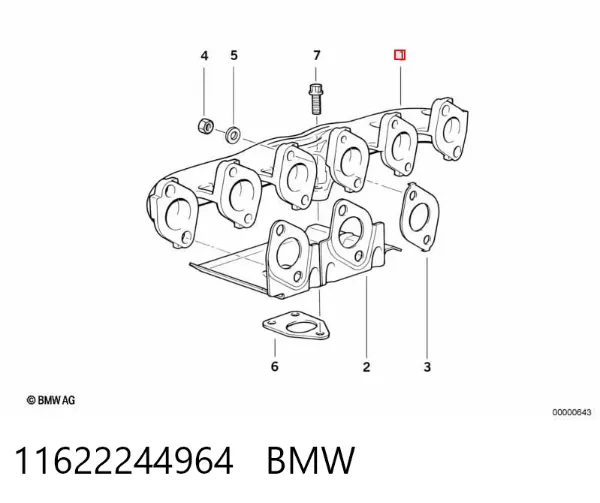 Tubo coletor de escape 11622244964 BMW