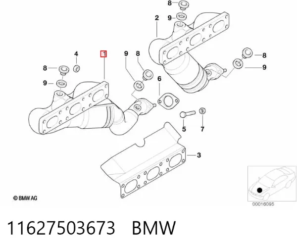 Tubo coletor de escape 11627503673 BMW
