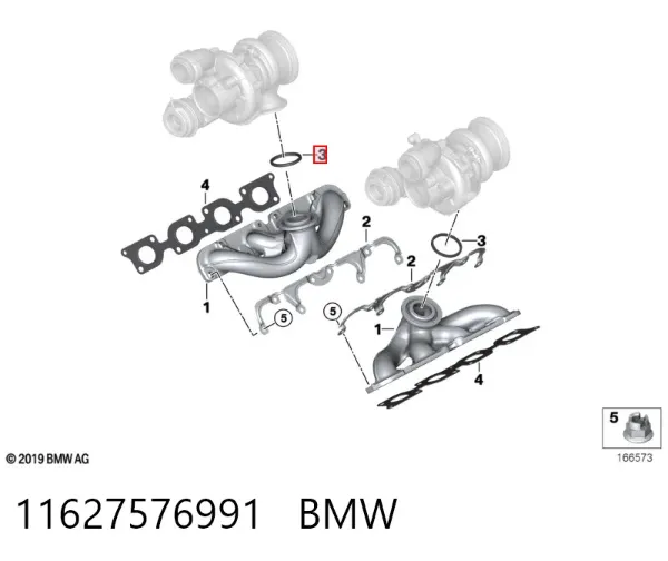 Vedante de turbina dos gases de escape, admissão 11627576991 BMW
