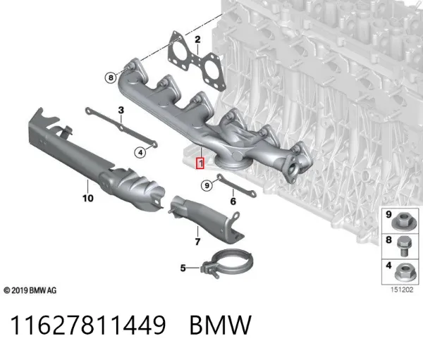 Tubo coletor de escape 11627811449 BMW