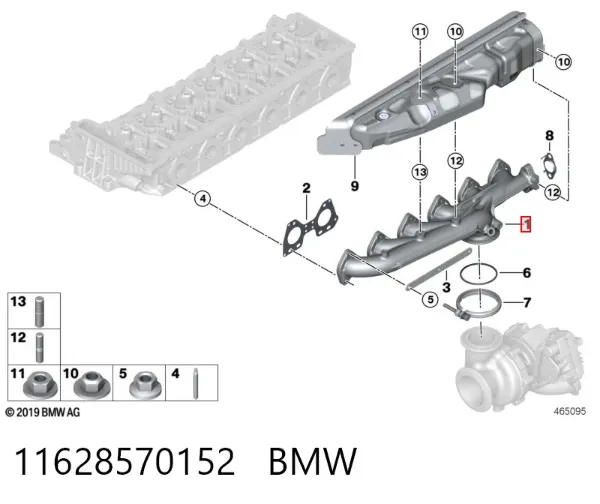 Tubo coletor de escape 11628570152 BMW