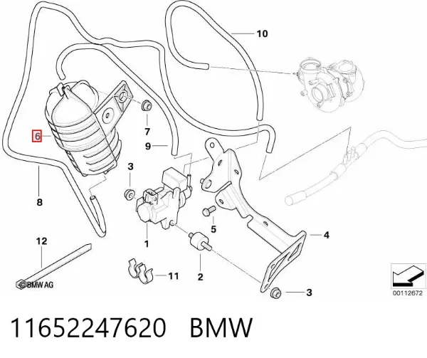 Tanque do sistema de vácuo de motor (amortecedor) 11652247620 BMW