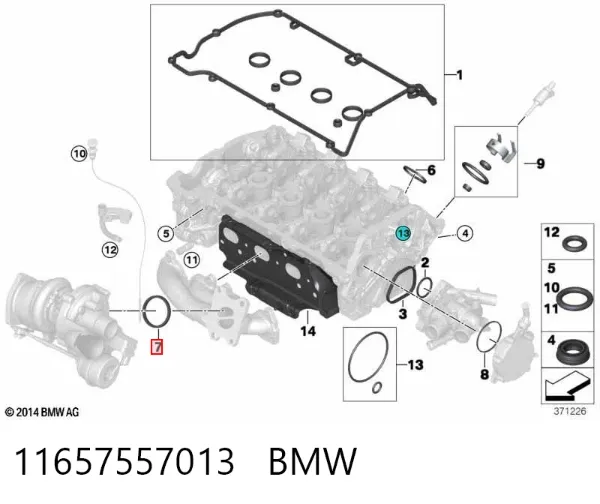 Vedante de turbina dos gases de escape, admissão 11657557013 BMW