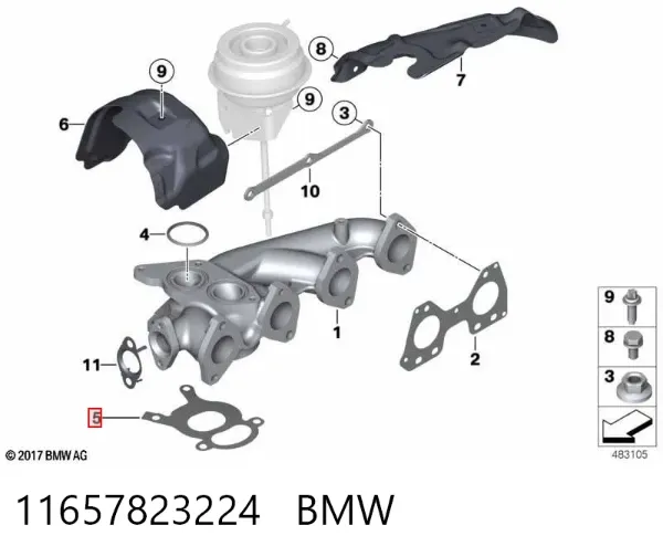Vedante de turbina de ar comprimido, admissão 11657823224 BMW