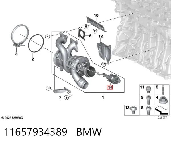 Kit de reparação de wastegate de turbina 11657934389 BMW