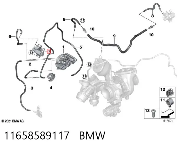 Convertidor de pressão (solenoide) de supercompressão 11658589117 BMW