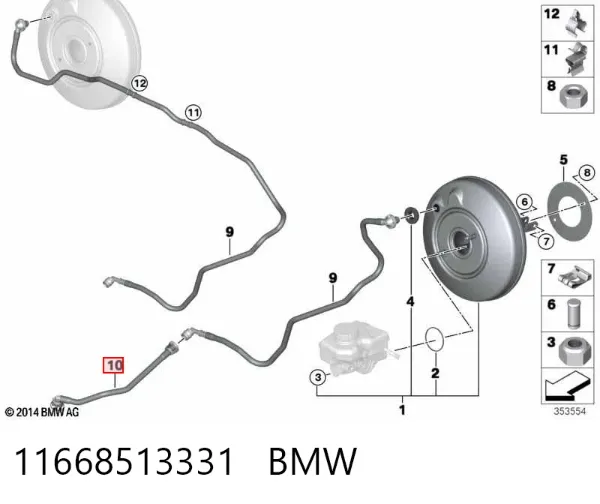 Tubo de impulsionador de vácuo dos freios 11668513331 BMW