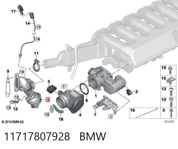 Válvula EGR de recirculação dos gases 11717807928 BMW
