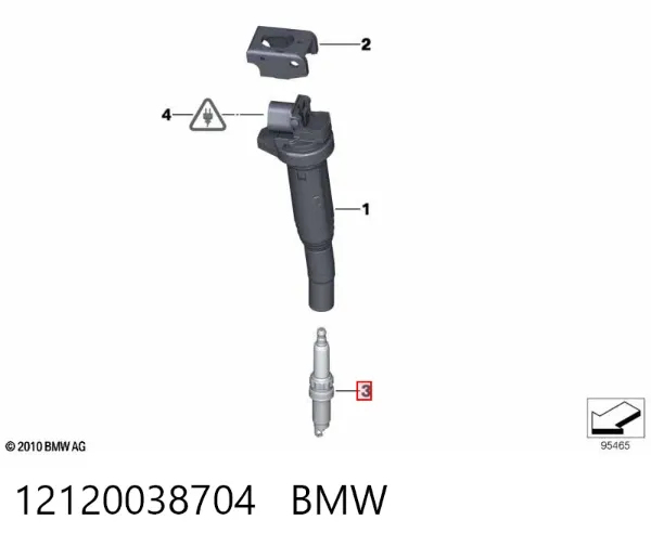 Vela de ignição 12120038704 BMW