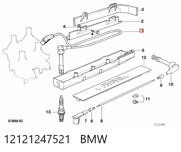 Fios de alta voltagem, kit 12121247521 BMW
