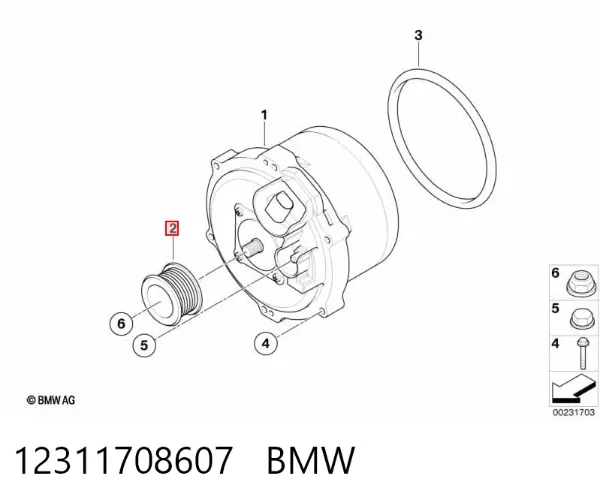 Polia do gerador 12311708607 BMW