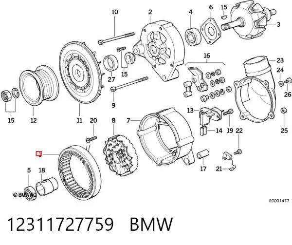 Enrolamento do gerador, estator 12311727759 BMW