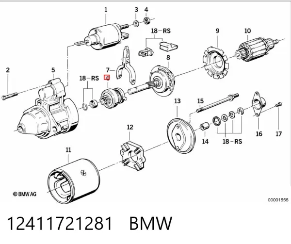 Roda-livre do motor de arranco 12411721281 BMW