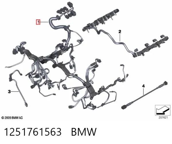 Fios isolados da seção de motor 1251761563 BMW