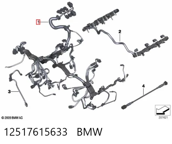 Fios isolados da seção de motor 12517615633 BMW