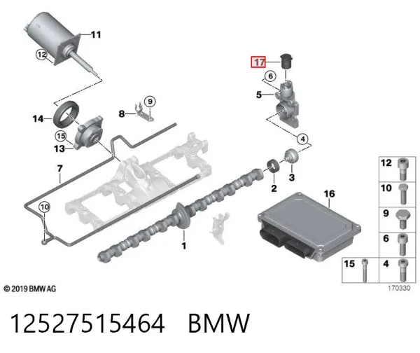 Desengate (ficha) de sensor de posição da árvore distribuidora 12527515464 BMW