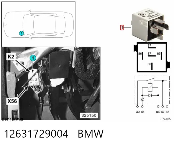 Relê elétrico multifuncional 12631729004 BMW