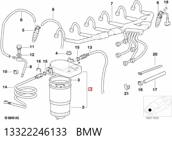 Filtro de combustível 13322246133 BMW