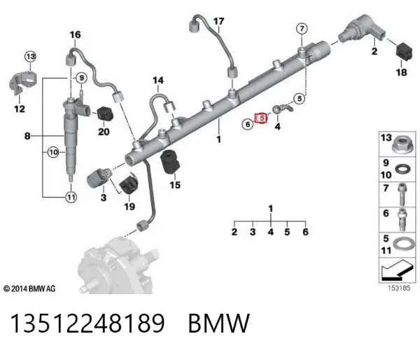 Anel de tubo de admissão do silenciador 13512248189 BMW