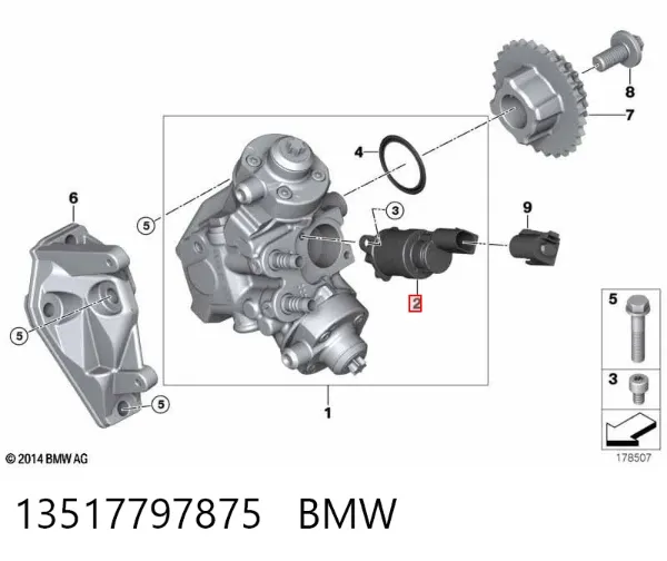 Válvula de regulação de pressão (válvula de redução da Bomba de Combustível de Pressão Alta) Common-Rail-System 13517797875 BMW