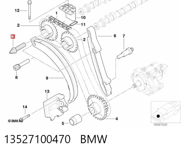 Parafuso da engrenagem da árvore distribuidora 13527100470 BMW