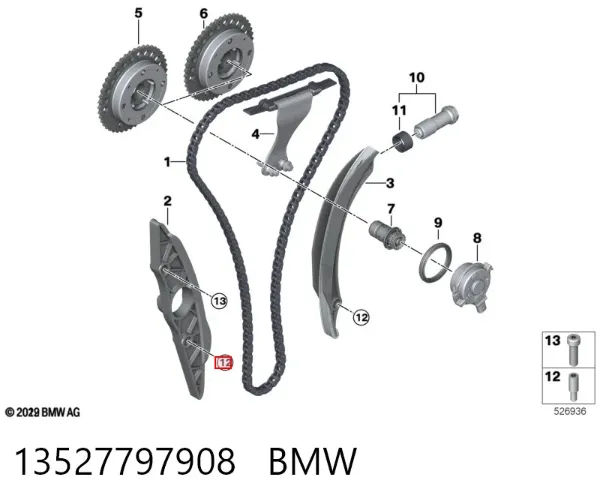 Eixo de reguladora de tensão da correia de transmissão 13527797908 BMW