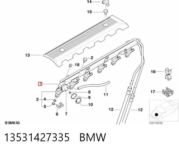 Distribuidor de combustível (rampa) 13531427335 BMW